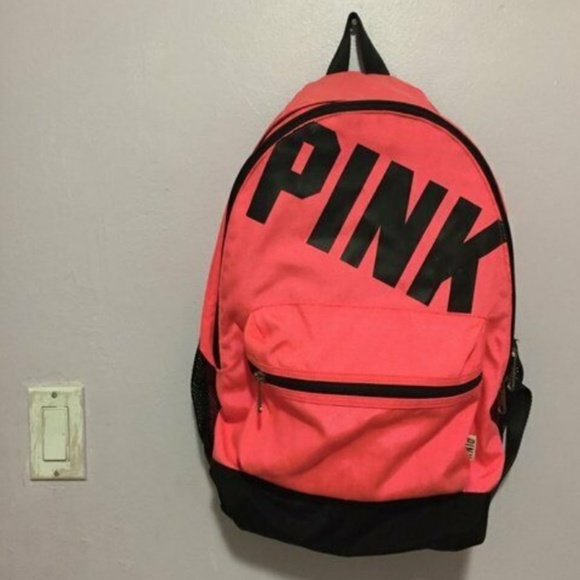 PINK Victoria's Secret Bags Victorias Secret Pink Logo Neon Campus Backpack Poshmark